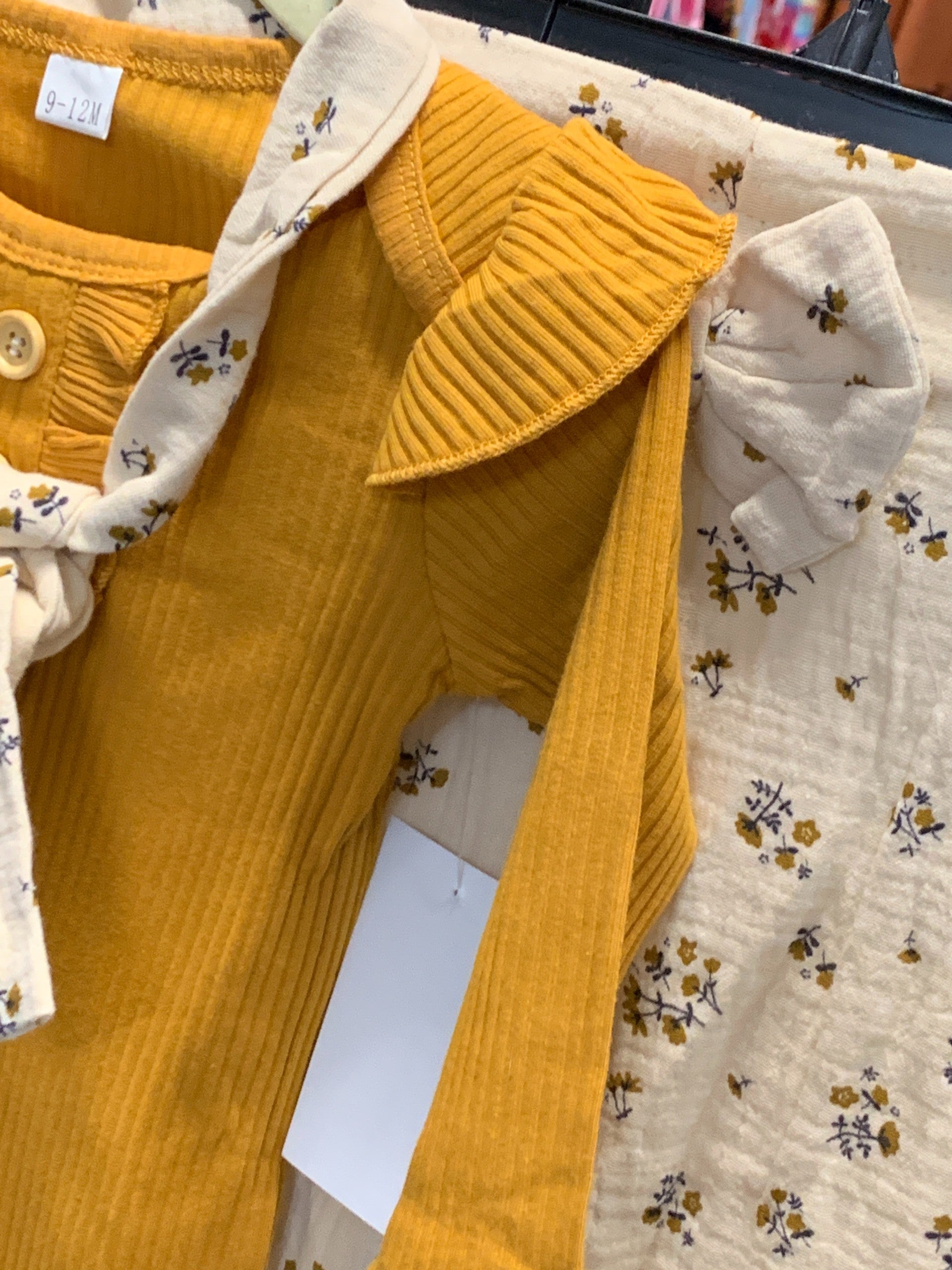 mustard yellow dress for baby Mustard Yellow Duck Cord Embroidered Baby Dress & Body Set